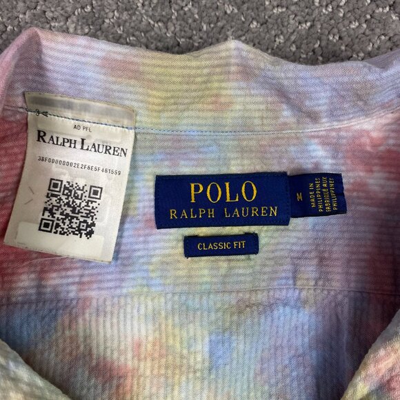 Polo Ralph Lauren Shirt Men's Medium Tie Dye Seersucker Short Sleeve Button Up - Picture 4 of 7